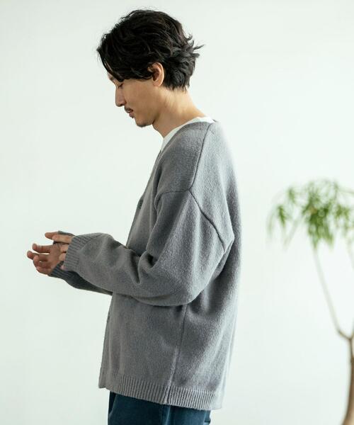 coen（コーエン）の「モヘアタッチニットVネックルーズカーディガン（カーディガン/ボレロ・メンズ・グレー/ブラック・MEDIUM/X-LARGE/SMALL/LARGE）」の3枚目の写真