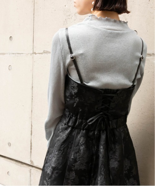 RANDA（ランダ）の「ビットデザインジャガードワンピース（ワンピース・レディース・ピンク/ネイビー/ブラック・0/1）」の12枚目の写真