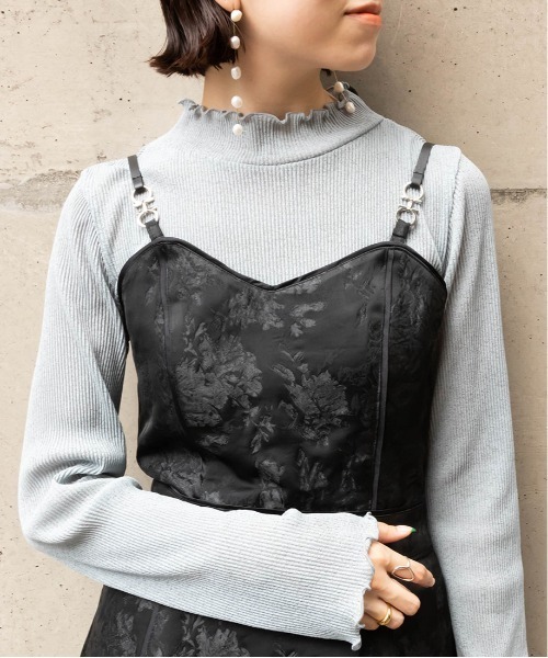 RANDA（ランダ）の「ビットデザインジャガードワンピース（ワンピース・レディース・ピンク/ネイビー/ブラック・0/1）」の4枚目の写真