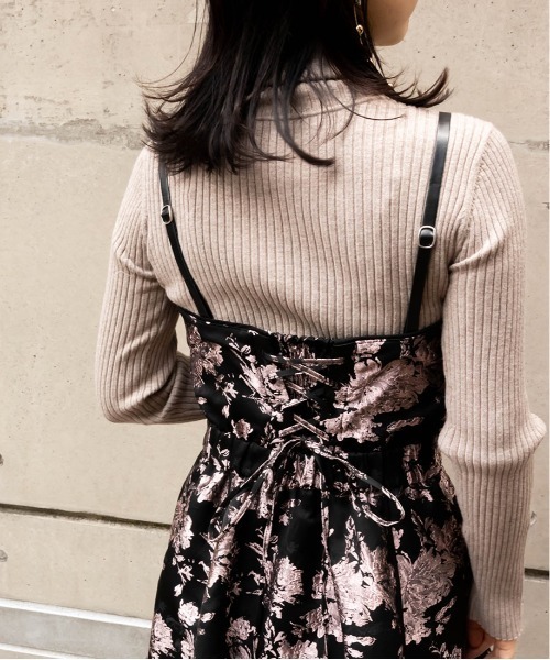 RANDA（ランダ）の「ビットデザインジャガードワンピース（ワンピース・レディース・ピンク/ネイビー/ブラック・0/1）」の5枚目の写真