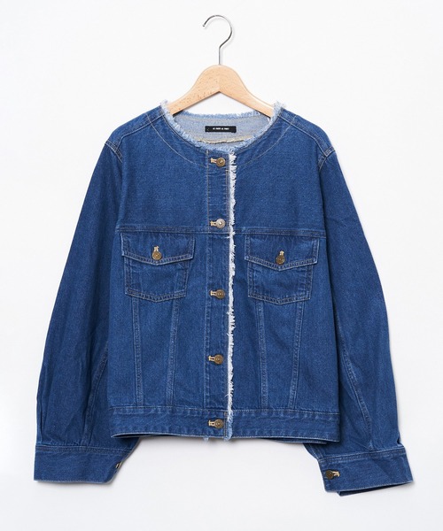 AS KNOW AS PINKY(アズノゥアズピンキー)の「袖ポワ可憐なデニムジャケット(デニムジャケット・レディース・ブラック/ブルー・FREE)」の2枚目の写真