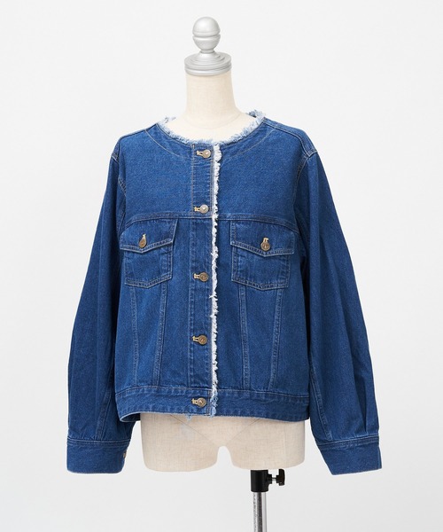 AS KNOW AS PINKY(アズノゥアズピンキー)の「袖ポワ可憐なデニムジャケット(デニムジャケット・レディース・ブラック/ブルー・FREE)」の10枚目の写真