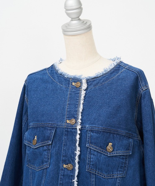 AS KNOW AS PINKY(アズノゥアズピンキー)の「袖ポワ可憐なデニムジャケット(デニムジャケット・レディース・ブラック/ブルー・FREE)」の11枚目の写真