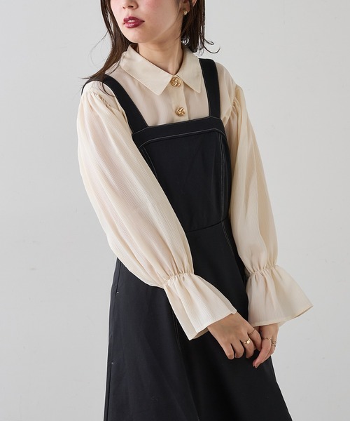 natural couture(ナチュラルクチュール)の「変わり釦キャンディスリーブシャツブラウス(シャツ/ブラウス・レディース・オフホワイト/ブラウン/ピンク・FREE)」の17枚目の写真