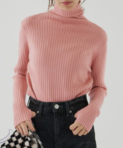 Auntie Rosa Holiday(アンティローザホリデー)の「カラーリブニットタートル(ニット/セーター・レディース・グレー/ピンク/ライトグリーン/ブルー/グリーン/オレンジ/ブラック・FREE)」の16枚目の写真