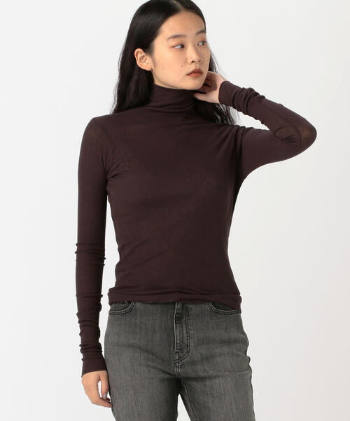 EDITION(エディション)の「120/2 HIGHTWIST RIB コットン リブタートルネックプルオーバー(Tシャツ/カットソー・レディース・ダークブラウン/ブラック/ホワイト・FREE)」の12枚目の写真