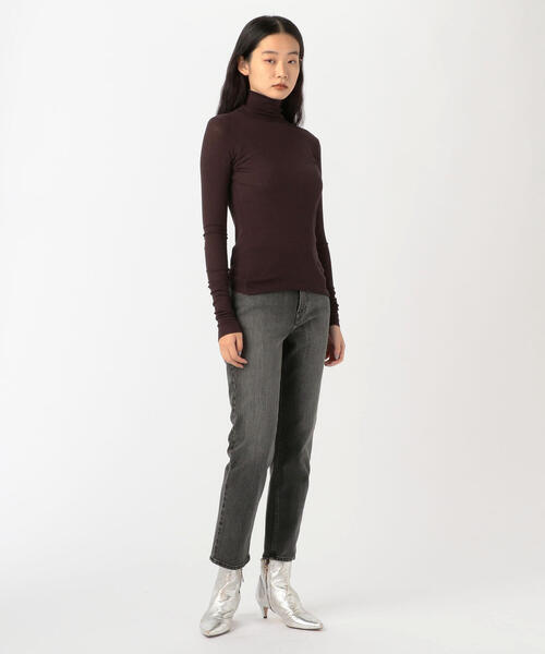 EDITION(エディション)の「120/2 HIGHTWIST RIB コットン リブタートルネックプルオーバー(Tシャツ/カットソー・レディース・ダークブラウン/ブラック/ホワイト・FREE)」の6枚目の写真