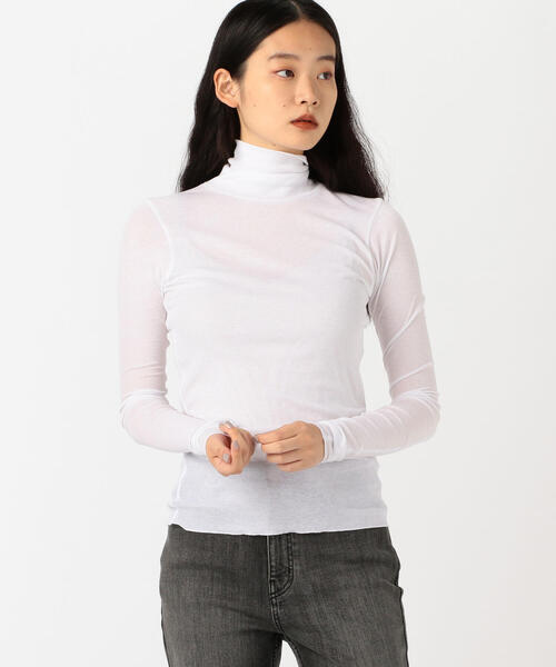 EDITION(エディション)の「120/2 HIGHTWIST RIB コットン リブタートルネックプルオーバー(Tシャツ/カットソー・レディース・ダークブラウン/ブラック/ホワイト・FREE)」の14枚目の写真