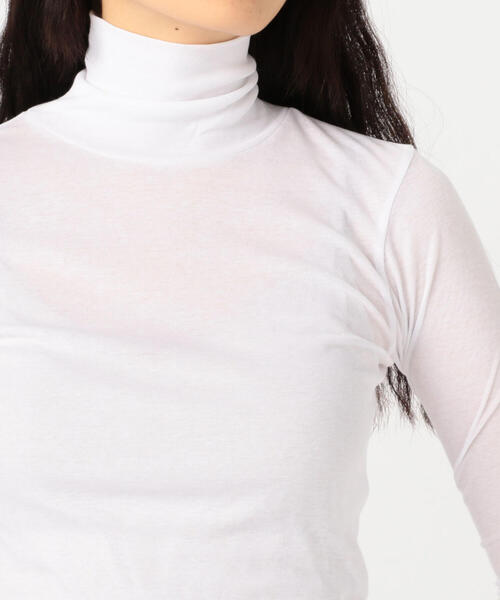 EDITION(エディション)の「120/2 HIGHTWIST RIB コットン リブタートルネックプルオーバー(Tシャツ/カットソー・レディース・ダークブラウン/ブラック/ホワイト・FREE)」の5枚目の写真