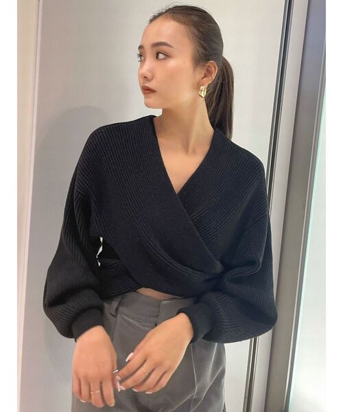 EMODA（エモダ）の「ワイドクロスニット（ニット/セーター・レディース・ブラック/ベージュ/ピンク/マスタード・FREE）」の18枚目の写真