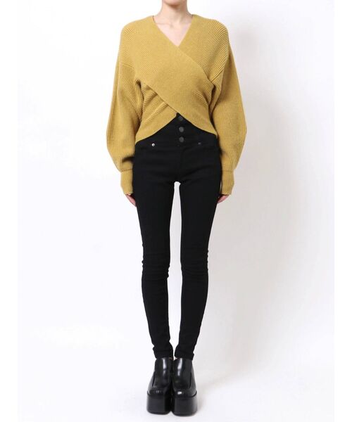 EMODA（エモダ）の「ワイドクロスニット（ニット/セーター・レディース・ブラック/ベージュ/ピンク/マスタード・FREE）」の12枚目の写真