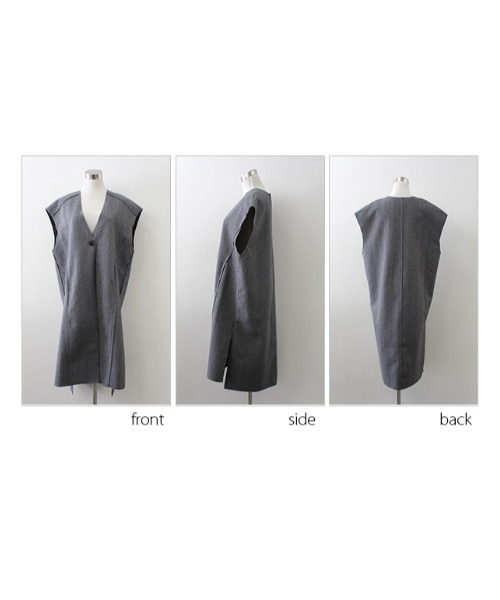 MODE ROBE（モードローブ）の「Vカットヘリンボーンロングベスト（ベスト・レディース・ブラウン/グレー/アイボリー・FREE）」の7枚目の写真