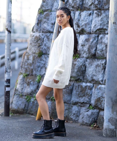 X-girl（エックスガール）の「CONTRAST KNIT TOP（ニット/セーター・レディース・ホワイト/ブラック・ONE SIZE）」の4枚目の写真