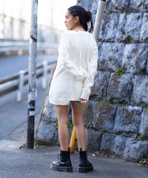 X-girl（エックスガール）の「CONTRAST KNIT TOP（ニット/セーター・レディース・ホワイト/ブラック・ONE SIZE）」の5枚目の写真