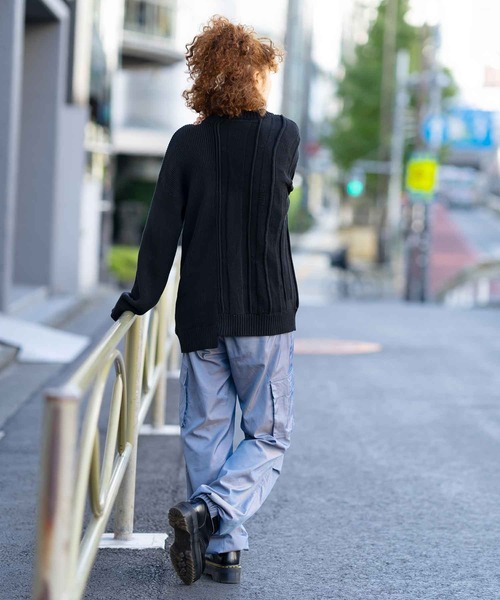 X-girl（エックスガール）の「CONTRAST KNIT TOP（ニット/セーター・レディース・ホワイト/ブラック・ONE SIZE）」の7枚目の写真