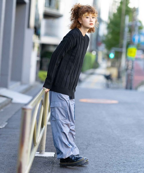 X-girl（エックスガール）の「CONTRAST KNIT TOP（ニット/セーター・レディース・ホワイト/ブラック・ONE SIZE）」の8枚目の写真