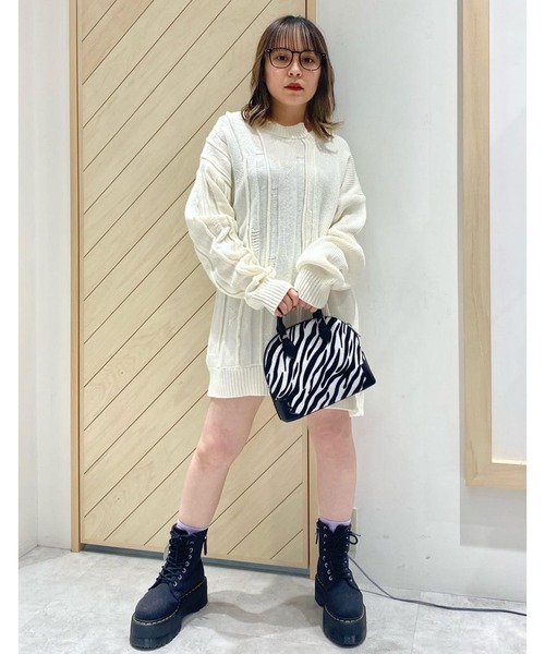 X-girl（エックスガール）の「CONTRAST KNIT TOP（ニット/セーター・レディース・ホワイト/ブラック・ONE SIZE）」の20枚目の写真