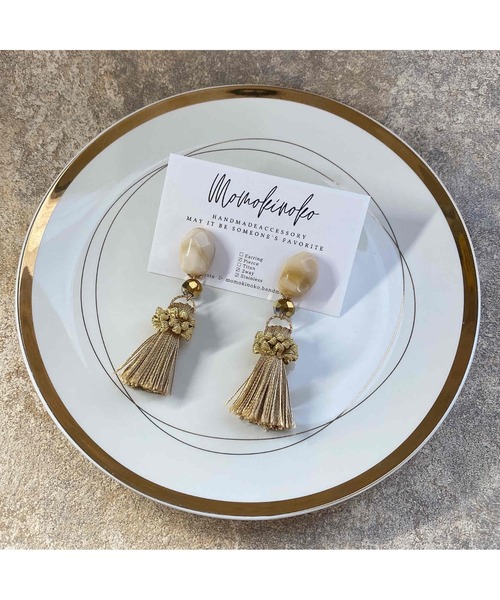 tone（トーン）の「【MOMOKINOKO】マーブルタッセル（pierce）(MA)（ピアス（両耳用）・レディース・ベージュ/ブラウン/ブラック/グレー/ゴールド・FREE）」の5枚目の写真
