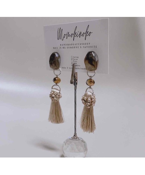 tone（トーン）の「【MOMOKINOKO】マーブルタッセル（pierce）(MA)（ピアス（両耳用）・レディース・ベージュ/ブラウン/ブラック/グレー/ゴールド・FREE）」の11枚目の写真