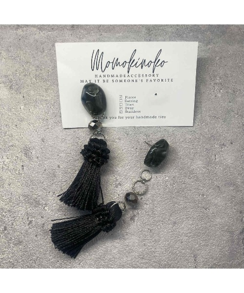 tone（トーン）の「【MOMOKINOKO】マーブルタッセル（pierce）(MA)（ピアス（両耳用）・レディース・ベージュ/ブラウン/ブラック/グレー/ゴールド・FREE）」の8枚目の写真