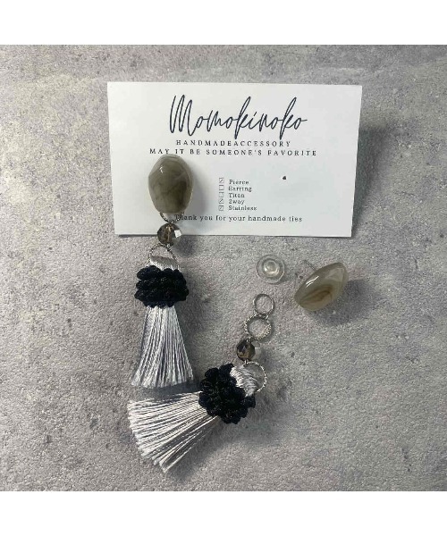 tone（トーン）の「【MOMOKINOKO】マーブルタッセル（pierce）(MA)（ピアス（両耳用）・レディース・ベージュ/ブラウン/ブラック/グレー/ゴールド・FREE）」の7枚目の写真
