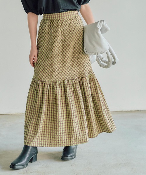 titivate（ティティベイト）の「ﾃｨｱｰﾄﾞｷﾞｬｻﾞｰﾏｷｼｽｶｰﾄ（スカート・レディース・ブラック/イエロー/ライトグリーン・M/S/L）」の2枚目の写真