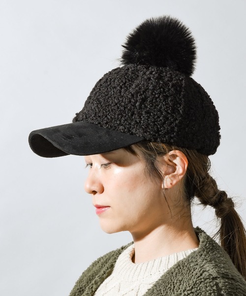 CALIFORNIA OUTFITTERS（カリフォルニア アウトフィッターズ）の「ポンポン付きボアキャップ（キャップ・レディース・ホワイト/ブラック/ベージュ/ブラウン・ONE SIZE）」の6枚目の写真