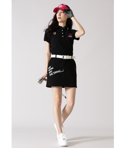 Pinky Dianne Golf Golf Pinky Dianne ピンキーアンドダイアン のファッション スカート Pinky Dianne ピンキーアンドダイアン のスカート ロゴ刺繍ソフトダンボールスカート スカート 男性に人気