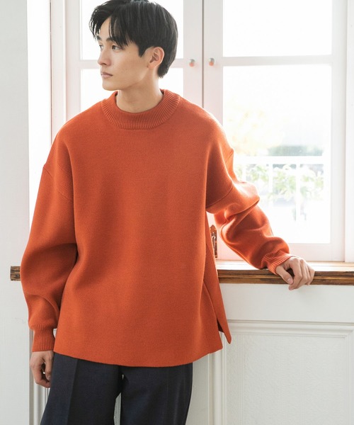 niko and...（ニコアンド）の「Wジャカードモックネックニットプルオーバー（ニット/セーター・メンズ・アイボリー/オレンジ/グリーン/ブラック・SMALL/MEDIUM/LARGE）」の4枚目の写真