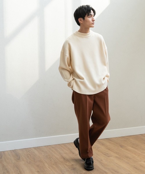 niko and...（ニコアンド）の「Wジャカードモックネックニットプルオーバー（ニット/セーター・メンズ・アイボリー/オレンジ/グリーン/ブラック・SMALL/MEDIUM/LARGE）」の6枚目の写真