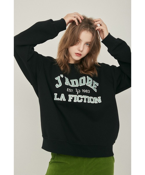 LARTIGENT（ラーティゼン）の「A'GEM/9 × .kom『LARTIGENT/ラーティゼン』LO APPLIQUE SWEATSHIRT/ロゴ アップリケ刺繍 長袖 スウェットシャツ（スウェット・レディース・ブラック・FREE）」の2枚目の写真
