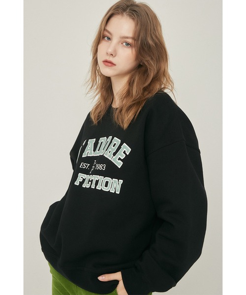 LARTIGENT（ラーティゼン）の「A'GEM/9 × .kom『LARTIGENT/ラーティゼン』LO APPLIQUE SWEATSHIRT/ロゴ アップリケ刺繍 長袖 スウェットシャツ（スウェット・レディース・ブラック・FREE）」の3枚目の写真