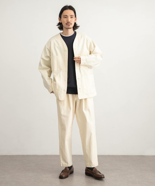 WORK NOT WORK URBAN RESEARCH（ワークノットワークアーバンリサーチ）の「WORK NOT WORK　Stretch Twill Cardigan Jacket（カバーオール・メンズ・ネイビー/オフホワイト/オリーブ・SMALL/MEDIUM/LARGE）」の16枚目の写真