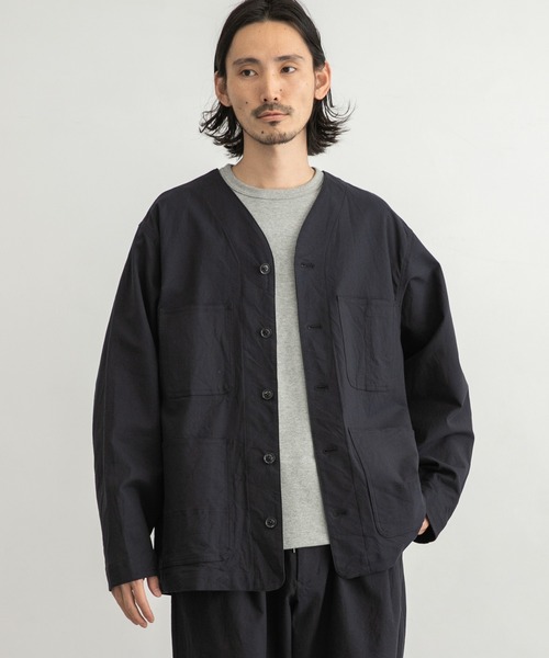 WORK NOT WORK URBAN RESEARCH（ワークノットワークアーバンリサーチ）の「WORK NOT WORK　Stretch Twill Cardigan Jacket（カバーオール・メンズ・ネイビー/オフホワイト/オリーブ・SMALL/MEDIUM/LARGE）」の3枚目の写真