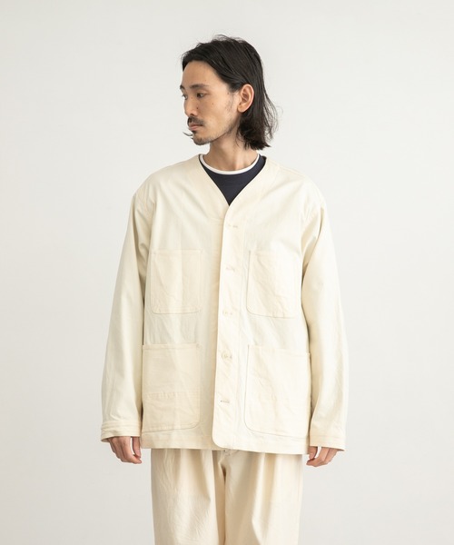 WORK NOT WORK URBAN RESEARCH（ワークノットワークアーバンリサーチ）の「WORK NOT WORK　Stretch Twill Cardigan Jacket（カバーオール・メンズ・ネイビー/オフホワイト/オリーブ・SMALL/MEDIUM/LARGE）」の4枚目の写真
