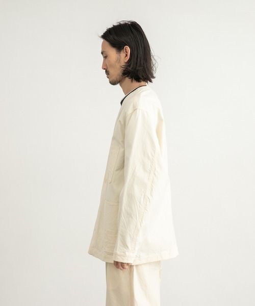 WORK NOT WORK URBAN RESEARCH（ワークノットワークアーバンリサーチ）の「WORK NOT WORK　Stretch Twill Cardigan Jacket（カバーオール・メンズ・ネイビー/オフホワイト/オリーブ・SMALL/MEDIUM/LARGE）」の7枚目の写真