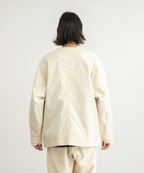 WORK NOT WORK URBAN RESEARCH（ワークノットワークアーバンリサーチ）の「WORK NOT WORK　Stretch Twill Cardigan Jacket（カバーオール・メンズ・ネイビー/オフホワイト/オリーブ・SMALL/MEDIUM/LARGE）」の12枚目の写真