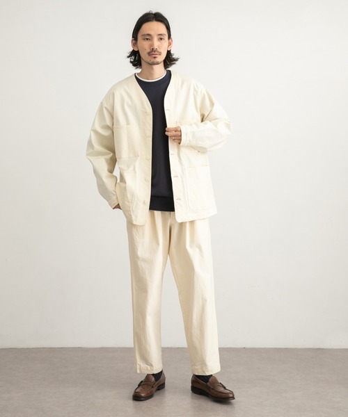 WORK NOT WORK URBAN RESEARCH（ワークノットワークアーバンリサーチ）の「WORK NOT WORK　Stretch Twill Cardigan Jacket（カバーオール・メンズ・ネイビー/オフホワイト/オリーブ・SMALL/MEDIUM/LARGE）」の13枚目の写真