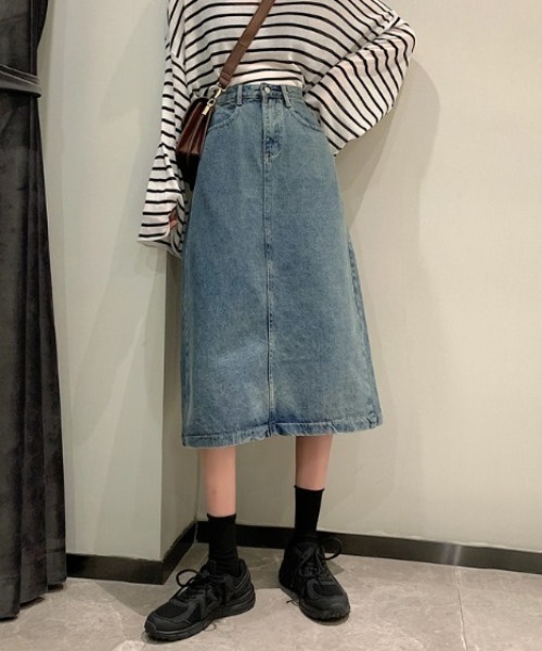 MANGROVE（マングローブ）の「ハイウエストデニムスカート（デニムスカート・レディース・ライトブルー/ブラック/インディゴブルー・MEDIUM/LARGE）」の3枚目の写真