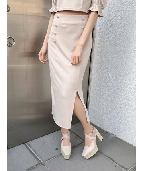 EATME（イートミー）の「シングルスリットリブスカート（セットアップ可能）（スカート・レディース・ブラック/ベージュ/ブルー・FREE）」の15枚目の写真