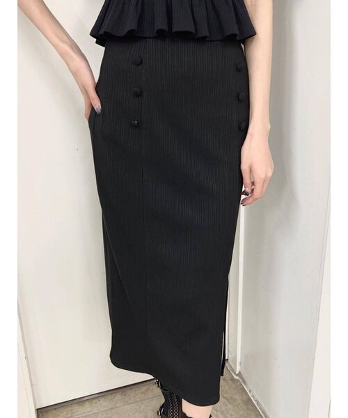 EATME（イートミー）の「シングルスリットリブスカート（セットアップ可能）（スカート・レディース・ブラック/ベージュ/ブルー・FREE）」の19枚目の写真
