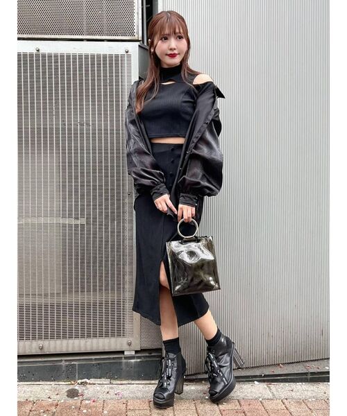 EATME（イートミー）の「シングルスリットリブスカート（セットアップ可能）（スカート・レディース・ブラック/ベージュ/ブルー・FREE）」の20枚目の写真