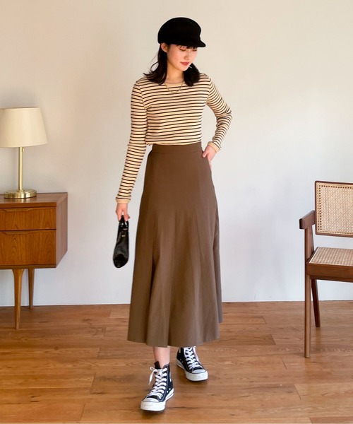 EPIMI E'PIMMY（エピミエピミー）の「ボックスプリーツロングスカート（スカート・レディース・ブラック/モカ・MEDIUM）」の6枚目の写真