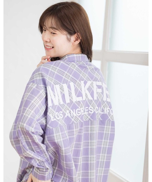 MILKFED.(ミルクフェド)の「BACK LOGO PLAID SHIRT(シャツ/ブラウス・レディース・ホワイト/イエロー/ライトパープル・ONE SIZE)」の3枚目の写真