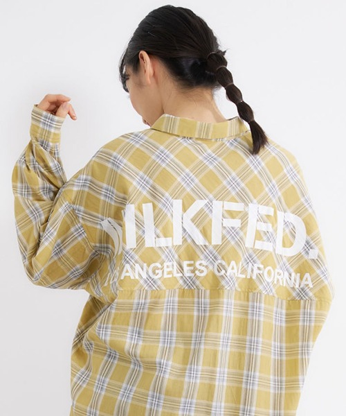 MILKFED.(ミルクフェド)の「BACK LOGO PLAID SHIRT(シャツ/ブラウス・レディース・ホワイト/イエロー/ライトパープル・ONE SIZE)」の1枚目の写真