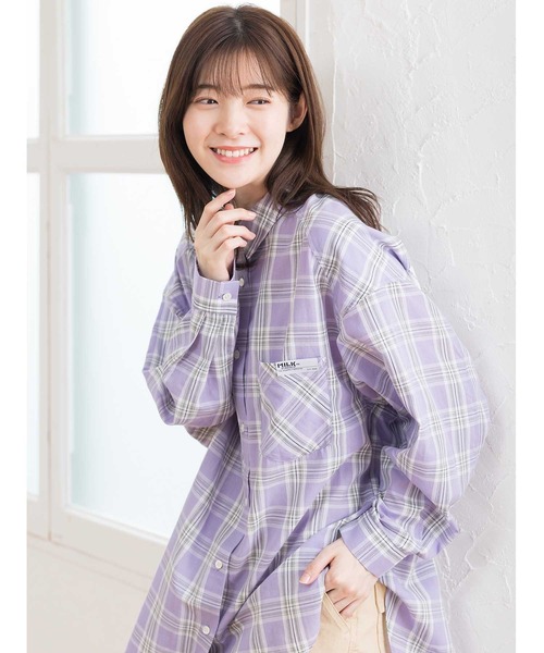 MILKFED.(ミルクフェド)の「BACK LOGO PLAID SHIRT(シャツ/ブラウス・レディース・ホワイト/イエロー/ライトパープル・ONE SIZE)」の10枚目の写真