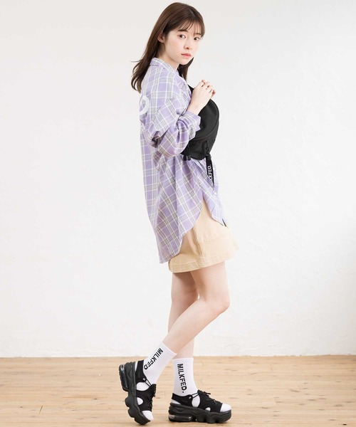 MILKFED.(ミルクフェド)の「BACK LOGO PLAID SHIRT(シャツ/ブラウス・レディース・ホワイト/イエロー/ライトパープル・ONE SIZE)」の19枚目の写真