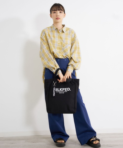 MILKFED.(ミルクフェド)の「BACK LOGO PLAID SHIRT(シャツ/ブラウス・レディース・ホワイト/イエロー/ライトパープル・ONE SIZE)」の7枚目の写真