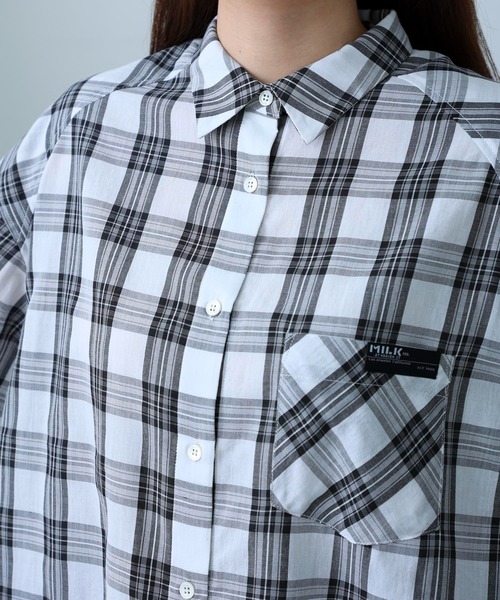 MILKFED.(ミルクフェド)の「BACK LOGO PLAID SHIRT(シャツ/ブラウス・レディース・ホワイト/イエロー/ライトパープル・ONE SIZE)」の16枚目の写真