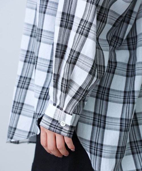 MILKFED.(ミルクフェド)の「BACK LOGO PLAID SHIRT(シャツ/ブラウス・レディース・ホワイト/イエロー/ライトパープル・ONE SIZE)」の6枚目の写真